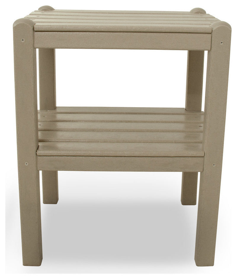 Polywood Two Shelf Side Table, Sand