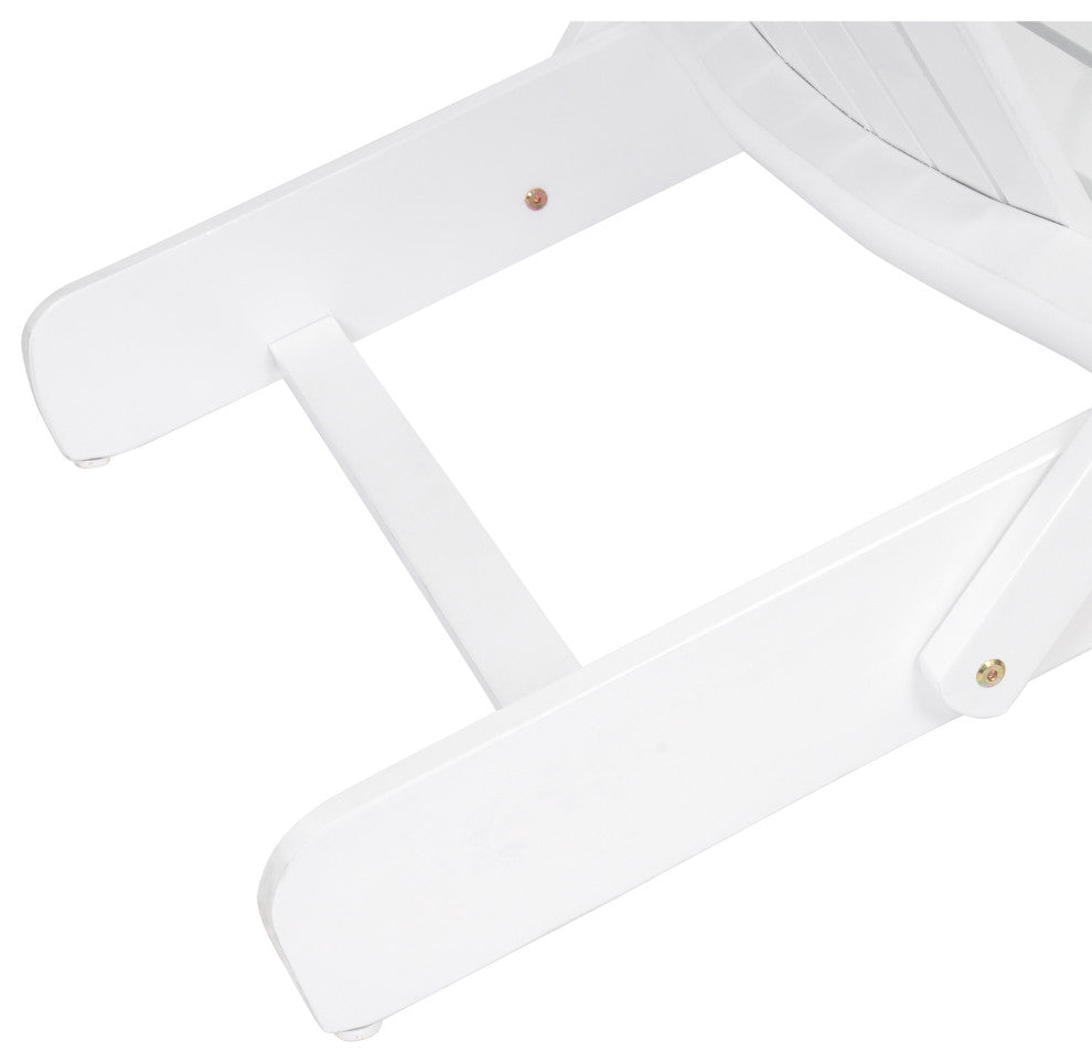 Outdoor Acacia Wood Folding Adirondack Chairs With Cushions, Set of 2, White/Khaki
