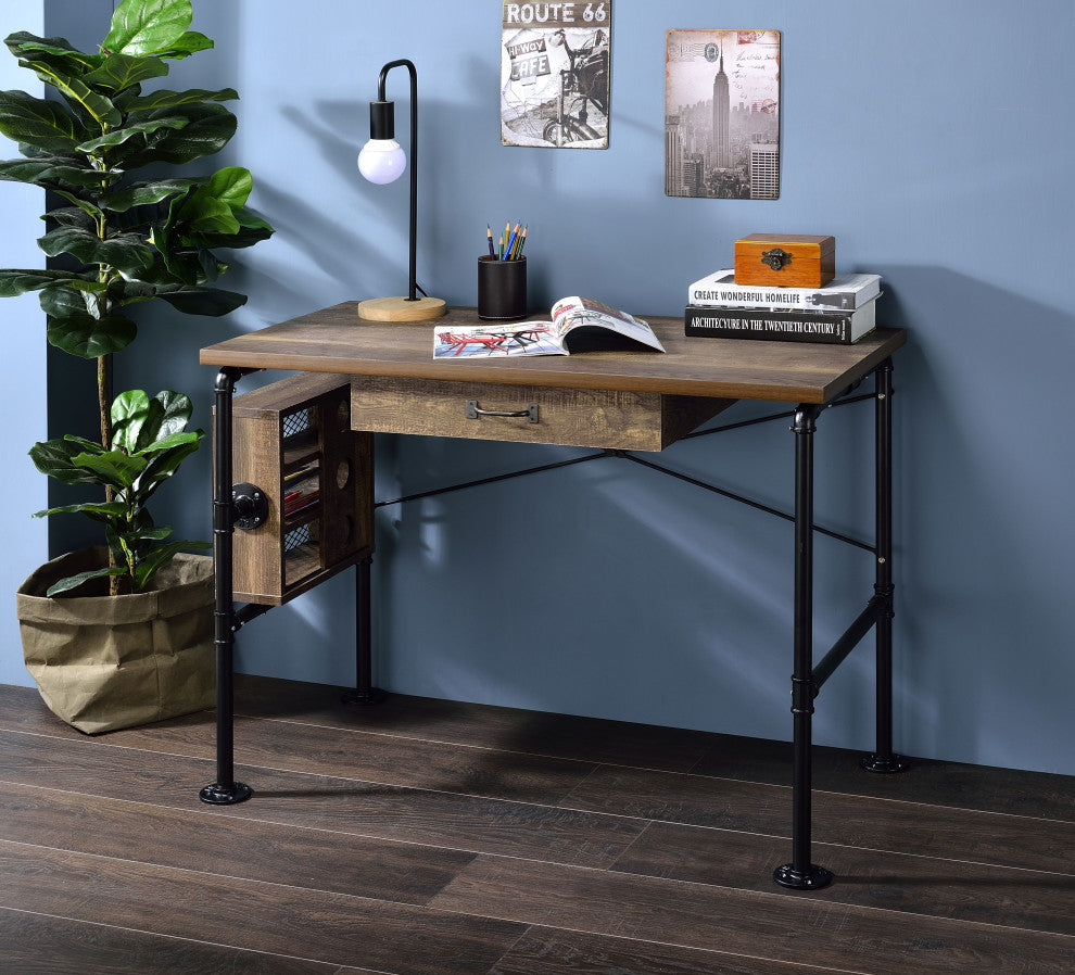 Endang Writing Desk, Weathered Oak and Black Finish