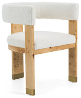 Modrest Letha Modern Cream Fabric + Burl Dining Chair