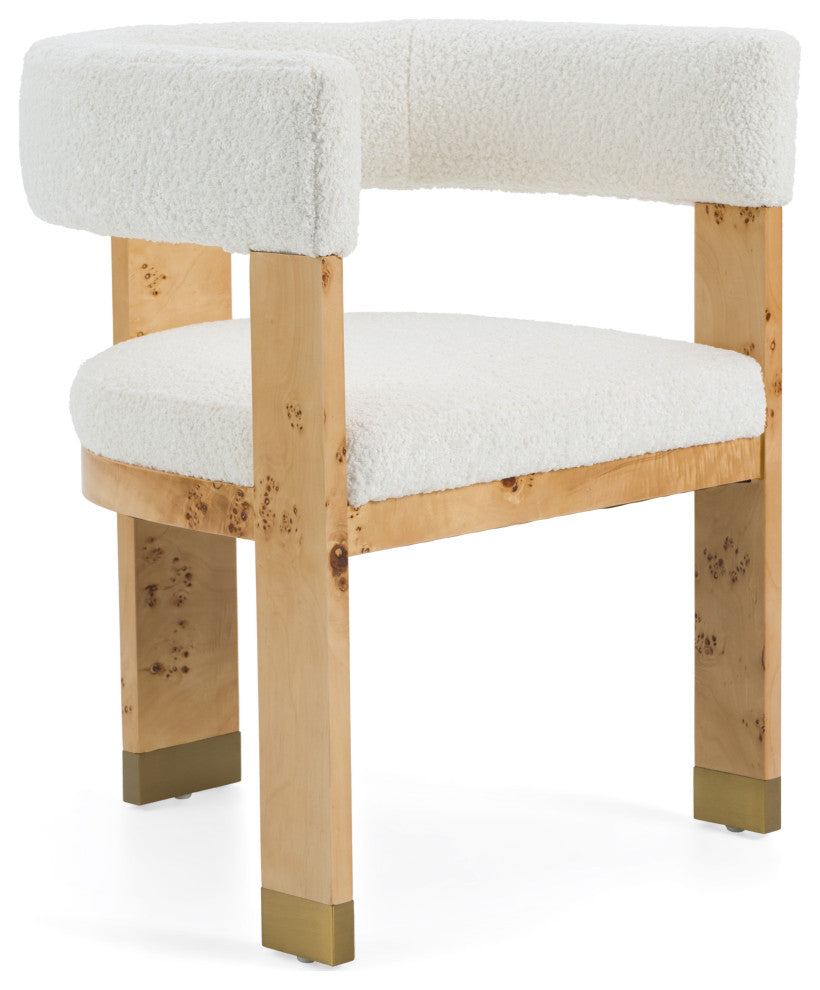 Modrest Letha Modern Cream Fabric + Burl Dining Chair
