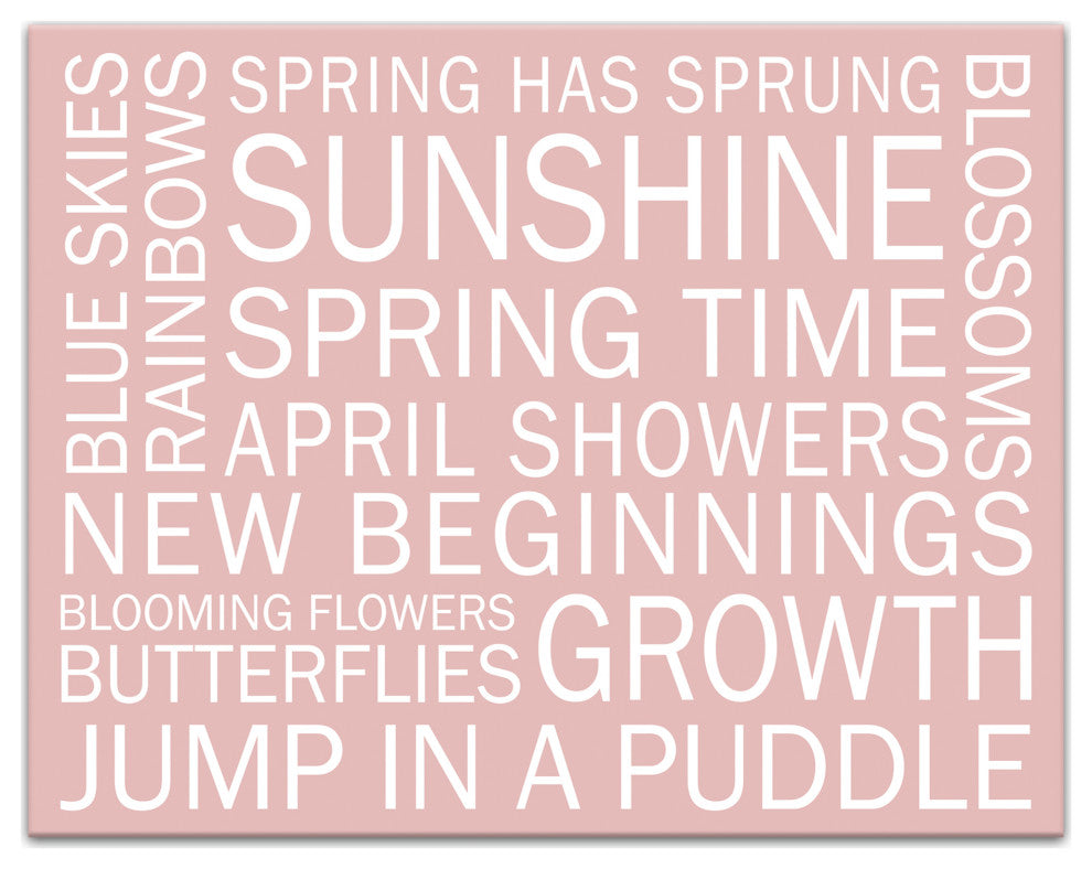 Pink Spring Sayings 14x11 Canvas Wall Art
