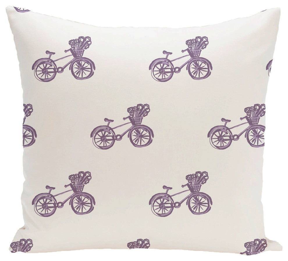 Bicycles! Geometric Print Pillow, Hyacinth, 26"x26"
