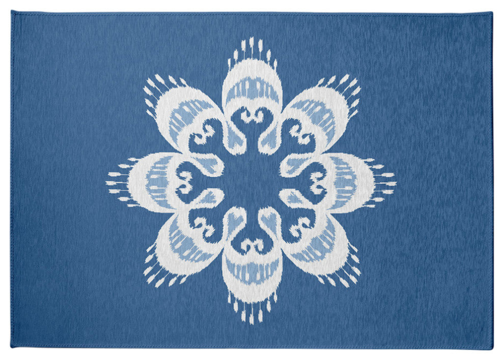 Ikat Mandala Chenille Rug, Blue, 5'x7'