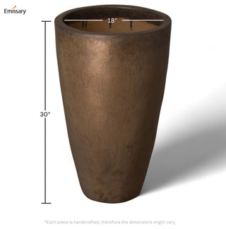 Medium Metallic Tall Round Planter