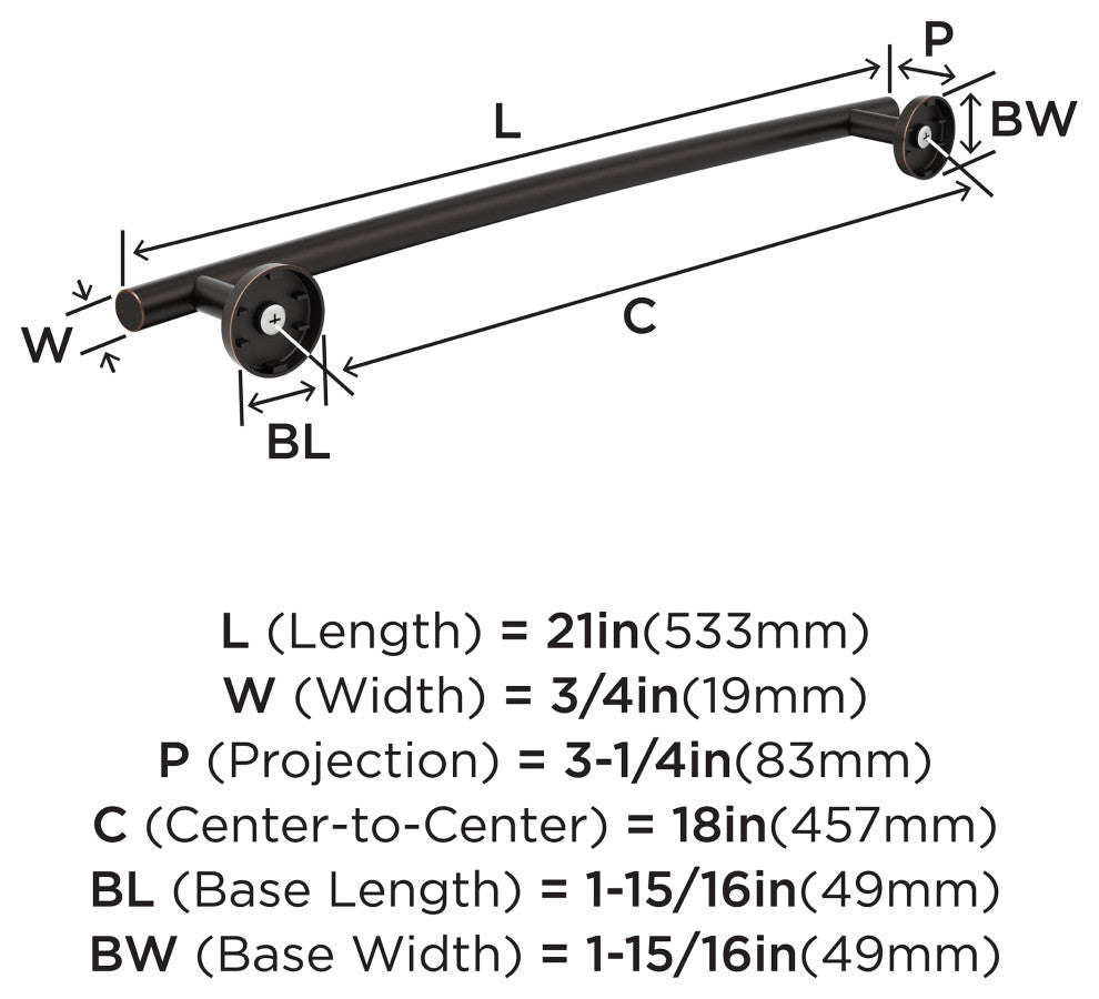 Amerock Arrondi Towel Bar, 18", Oil Rubbed Bronze
