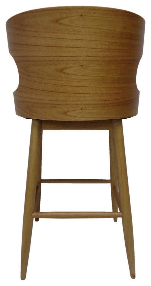 GDF Studio Truda Mid Century Modern Fabric Barstools, Set of 2, Light Gray/Natural