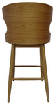 GDF Studio Truda Mid Century Modern Fabric Barstools, Set of 2, Light Gray/Natural