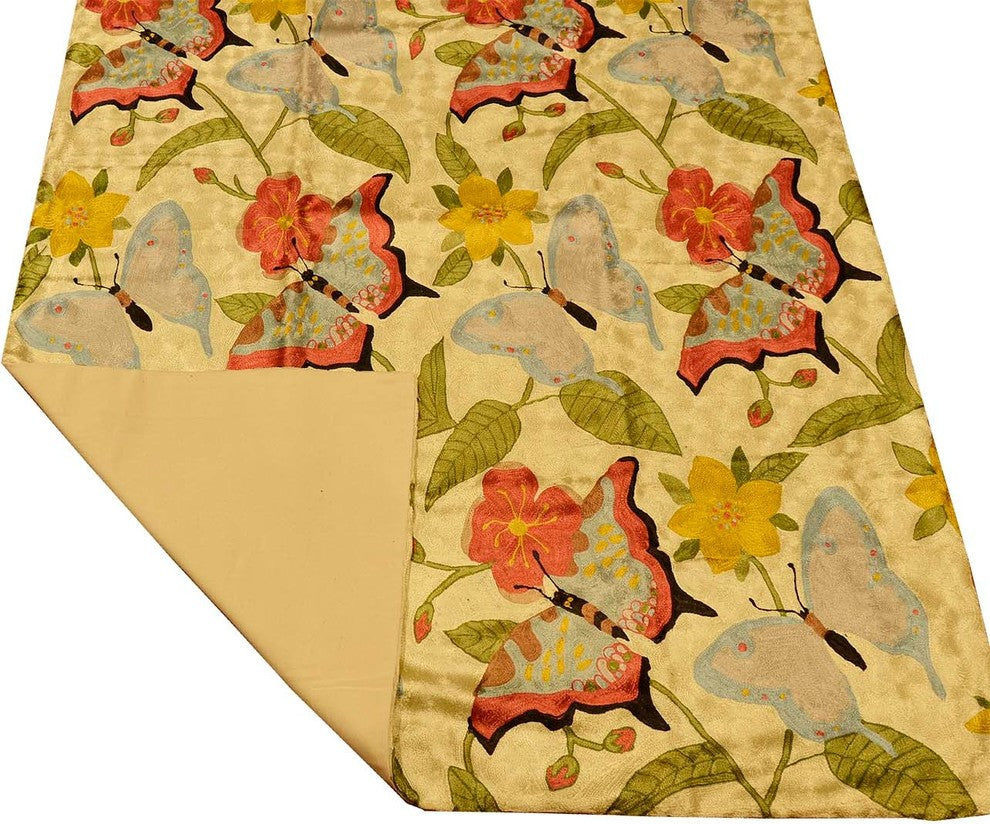 Butterfly Modern Silk Rug / Tapestry Hand Embroidered 6ft X 4ft