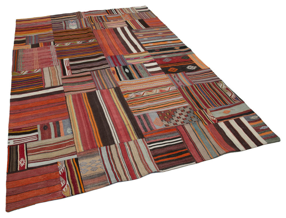 Rug N Carpet - Handmade Oriental 6' 8'' x 9' 11'' Tribal Patchwork Kilim Rug