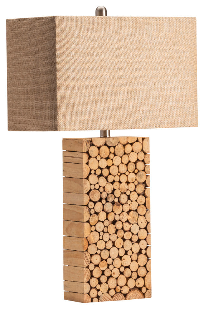 Stacked Wood Table Lamp, Natural Wood