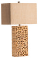 Stacked Wood Table Lamp, Natural Wood