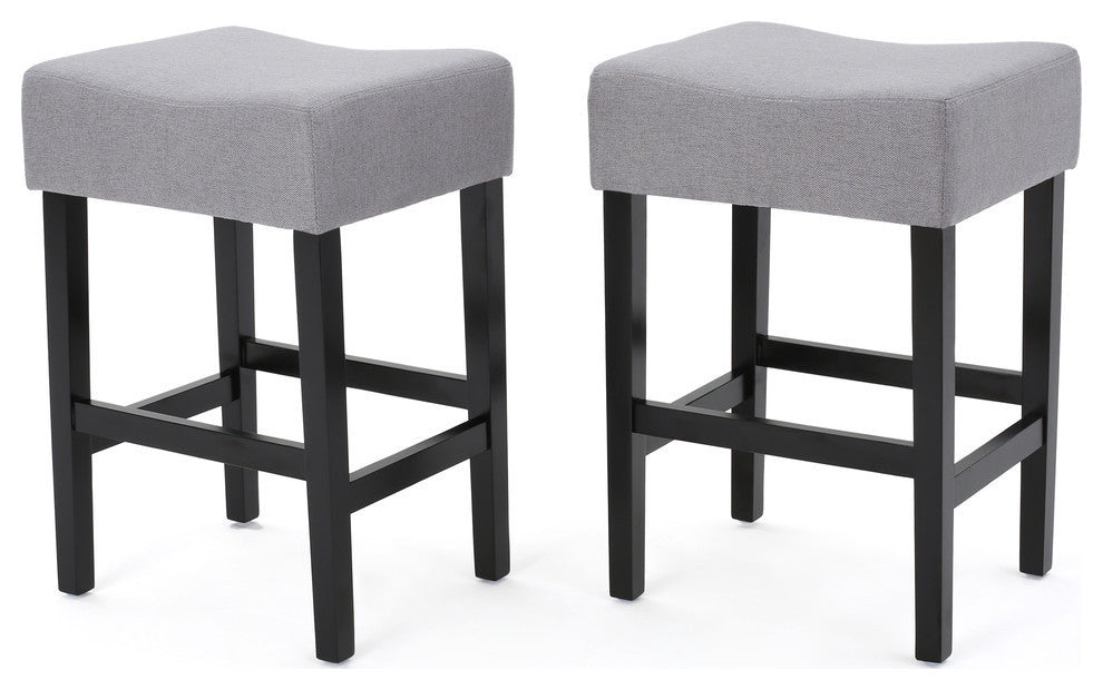 GDF Studio Coventry Fabric Backless Counter Stool, Set of 2, Light Gray