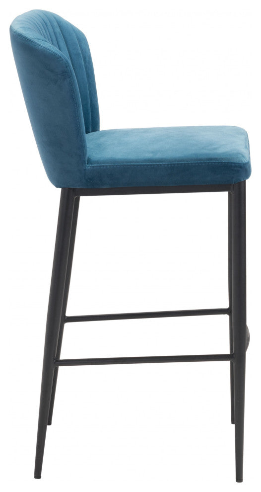 Set of Two Teal Blue Sea Shell Bar Chairs
