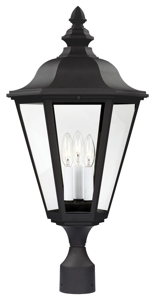 Generation Lighting Lighting 3-Light Outdoor Post Lantern, Black