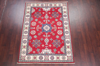Hand-Knotted Pakistani Traditional Oriental Kazak Area Rug, Red, 6'10"X5'0"
