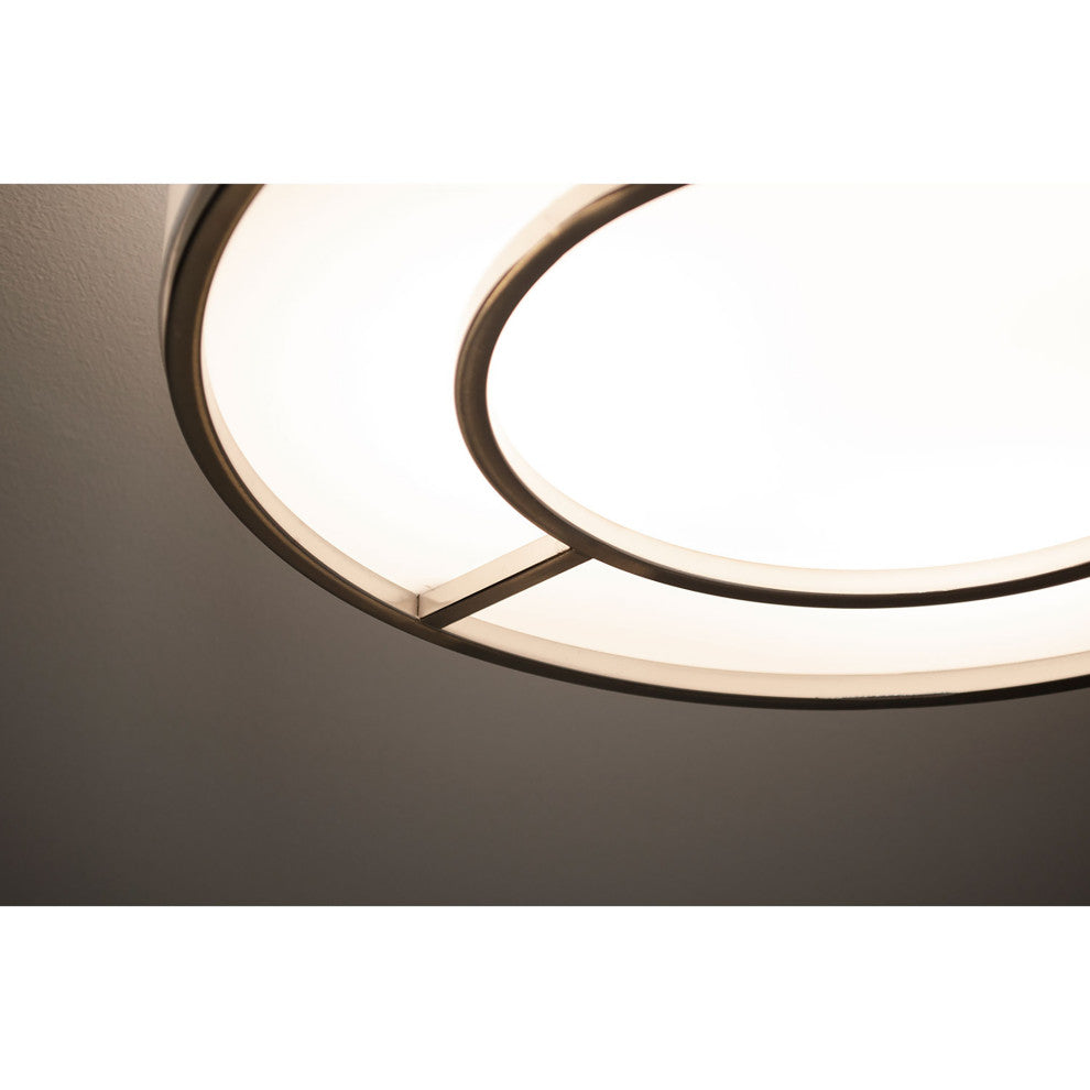 Reeves, LED Flush Mount, Satin Nickel Finish, White Linen Shade, 20"