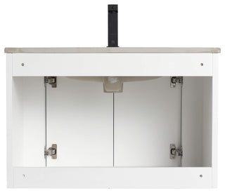 Caskvalley Bath Vanity, Straight Fluted Design Sink Included, White, 30"