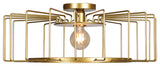 Wired Cage Flush Mount, Gold Finish, Horizontal