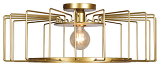 Wired Cage Flush Mount, Gold Finish, Horizontal