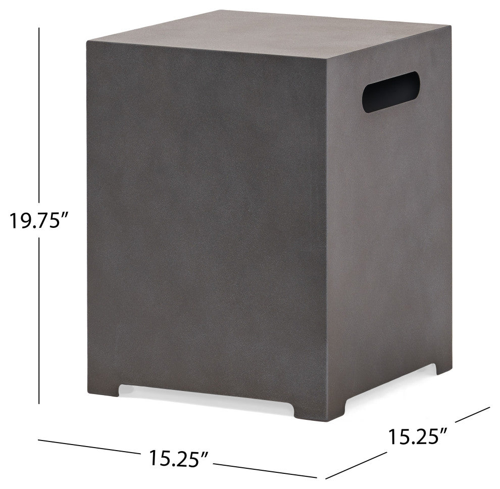 Hemmingway Outdoor Round Fire Pit With Tank Holder, Concrete Finish