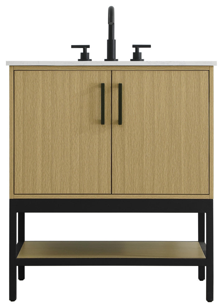 Home Living 30" Single Bathroom Vanity, Honey Brown