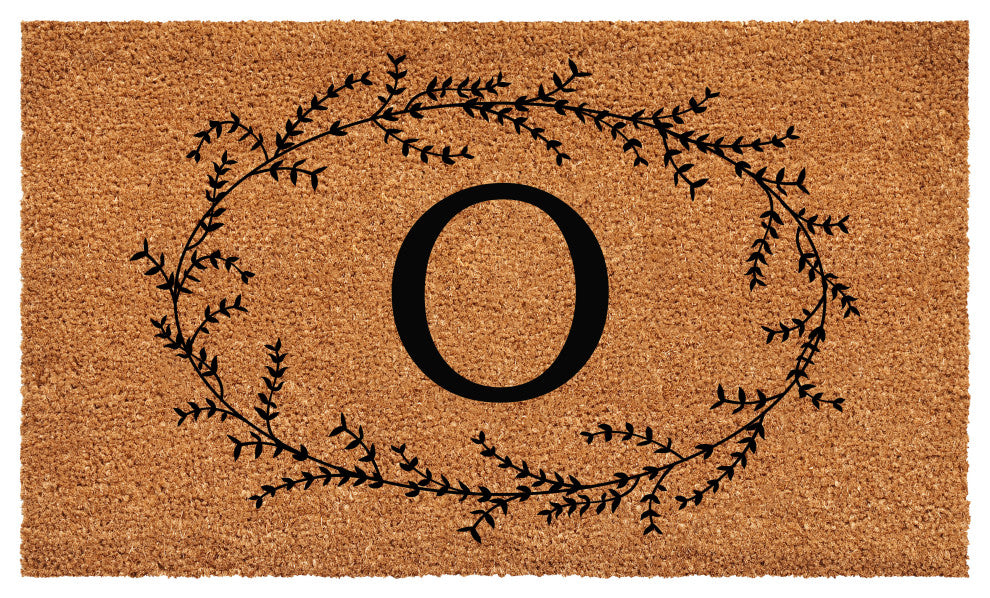 Calloway Mills Rustic Leaf Vine Monogrammed Doormat, 30"x48", Letter O
