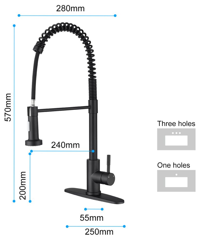 Wellfor Single Handle Kitchen Sink Faucet With Pull Down Sprayer