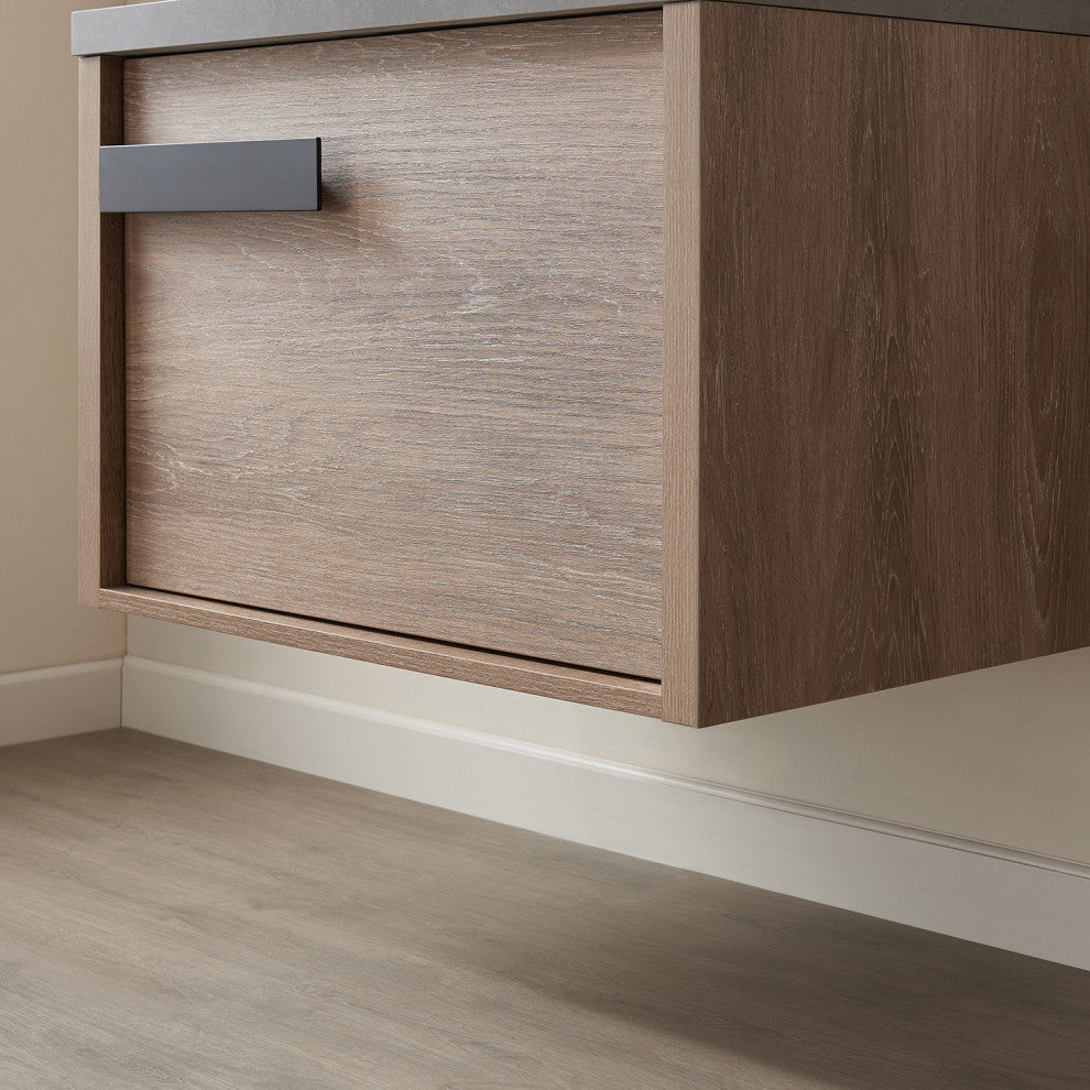 Carcastillo Bath Vanity, Oak With Sintered Stone Top, 30", With Mirror