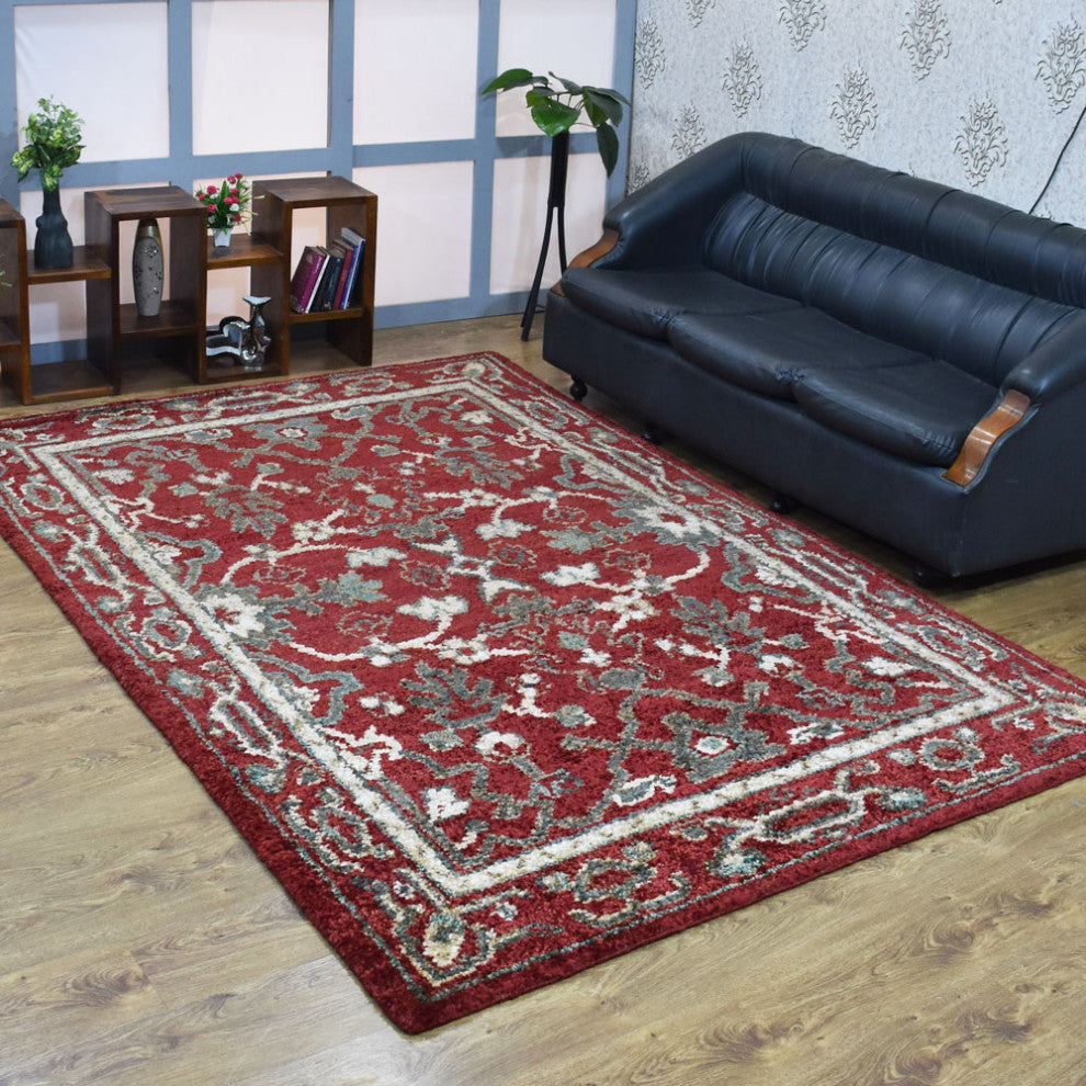 HAND KNOTTED JUTE ECO-FRIENDLY SOLID AREA RUGS , Red, Oriental, Outdoor Indoor