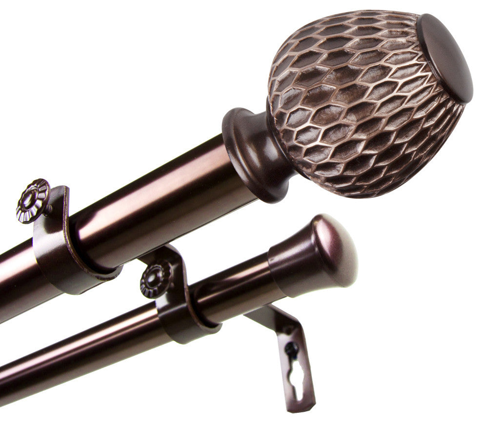 Telmo 1" Double Curtain Rod, Bronze, 28-48"