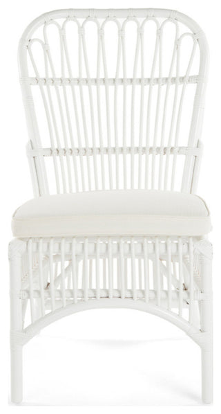 Rattan Loop Side Chair With Seat Cushion, Set of 2, White