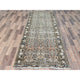 Beige Hand Knotted Vintage Persian Hamadan Pure Wool Clean Runner Rug, 3'5"x9'2"