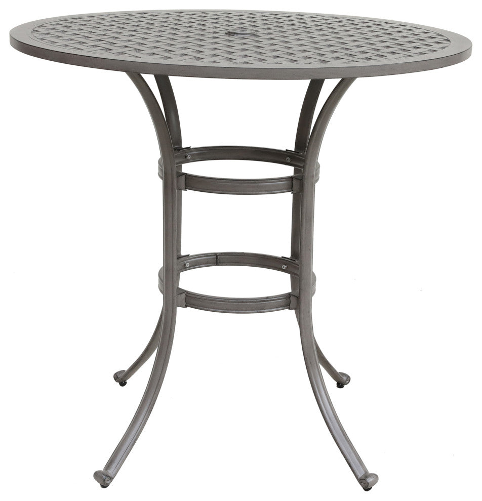 Carlsbad 42" Cast Aluminum Round Bar Table, Heritage Grey