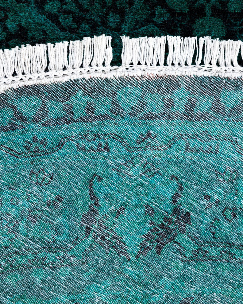 Fine Vibrance, One-of-a-Kind Hand-Knotted Area Rug Green, 6'1"x6'1"