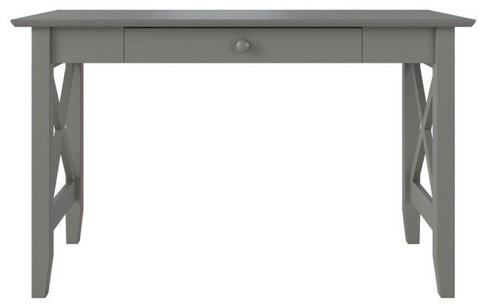 Classic Desk, Hardwood Frame With Rectangular Top & Storage Drawer, Gray