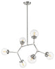 6 Light Midcentury Modern Oval Chandelier with Clear Bubble Glass