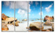 "Rocky Blue Seashore Panorama" Wall Art Landscape, 4 Panels, 48"x28"