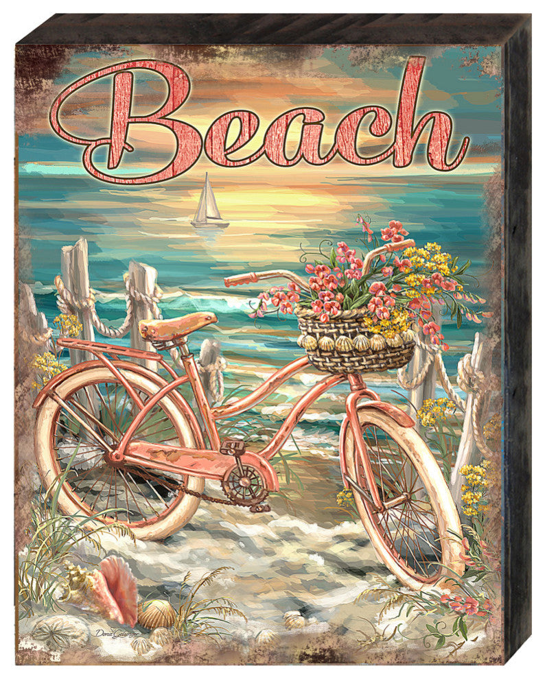 Bicycle by The Sea Wooden Block, 36 X 24