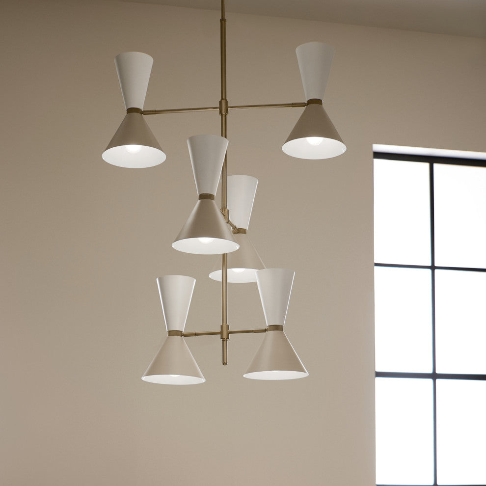 Phix 12 Light Chandelier Foyer, Champagne Bronze and Greige