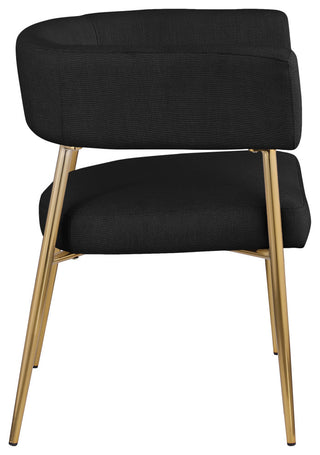 Creston Durable Linen Textured Fabric Upholstered Dining Chair, Black