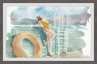 "Mustard Swimsuit" Framed Painting Print, 36"x24"