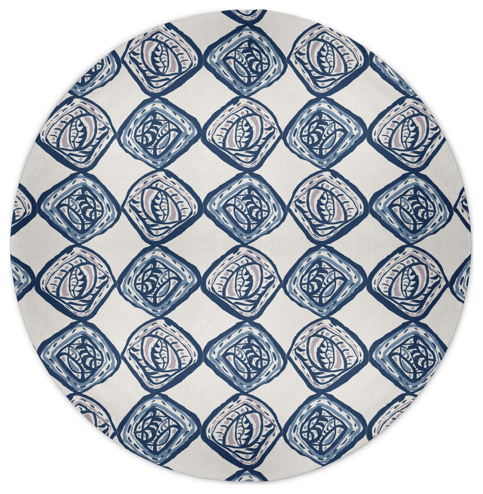 Cowry Check II Rug Rug, Blue, 5' Round