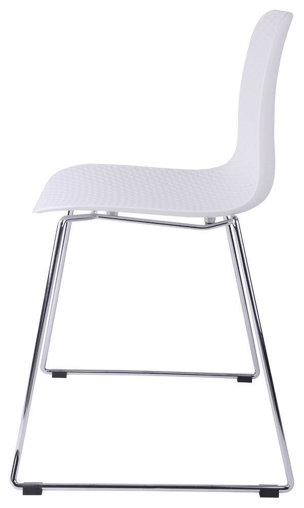 Hebe Series Shell Side Chairs With Steel Wire Metal Legs, Set of 2, White