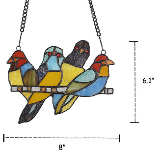 CHLOE-Lighting STARLING Animal Tiffany-glass Window Panel 8" Wide