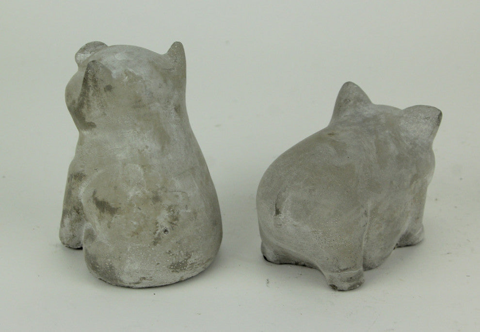 Grey Cement Pudgy Pigs Statue Set of 2 Small