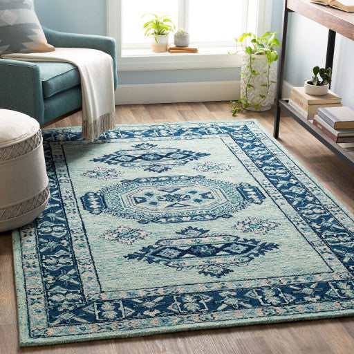 Surya Serafina SRF-2027 9'x13' Rug, Blue/Ice Blue/Teal/Navy/Denim/Ivory/Gray