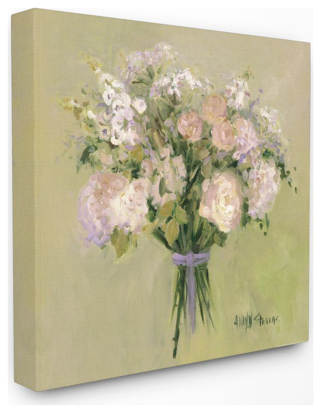 Stupell Industries Rose Bouquet Flower Green Pink Painting, 30 x 30