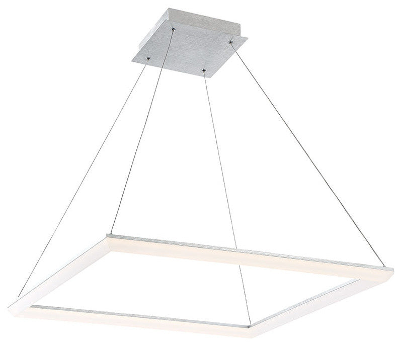 Frame Square 28" LED Pendant 3000K, Brushed Aluminum, Brushed Aluminum, 28"