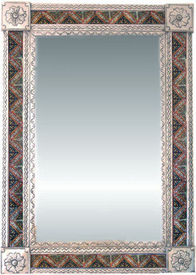 Big Silver Morelia Tile Talavera Tin Mirror